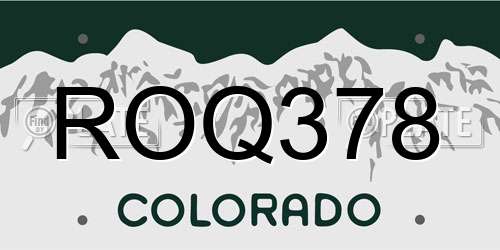 ROQ378 Colorado License Plate