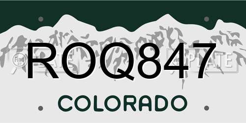 ROQ847 Colorado License Plate