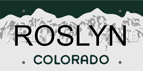 ROSLYN Colorado License Plate
