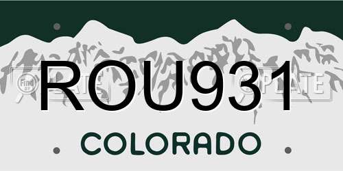 ROU931 Colorado License Plate