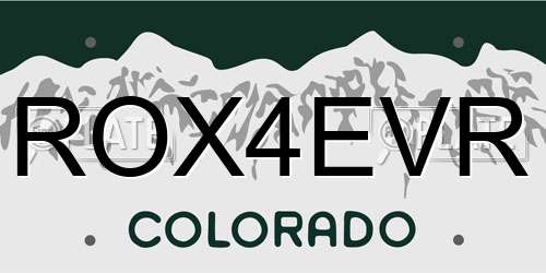 ROX4EVR Colorado License Plate