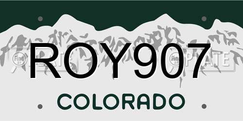 ROY907 Colorado License Plate