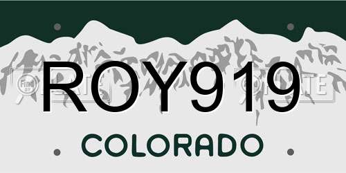 ROY919 Colorado License Plate