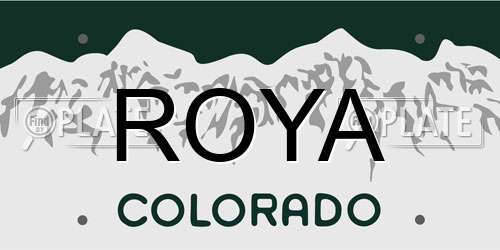 ROYA Colorado License Plate