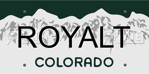 ROYALT Colorado License Plate
