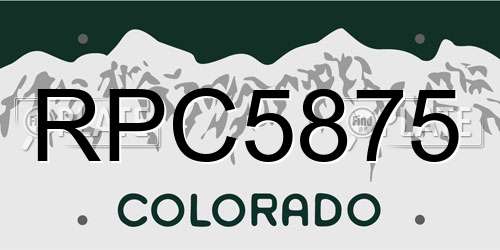 RPC5875 Colorado License Plate