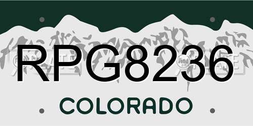 RPG8236 Colorado License Plate