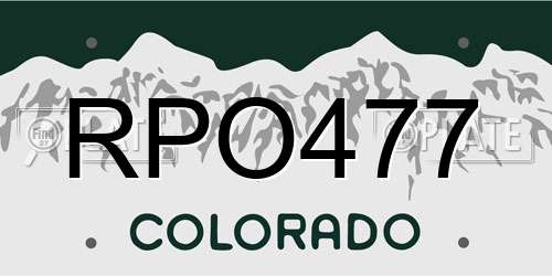 RPO477 Colorado License Plate