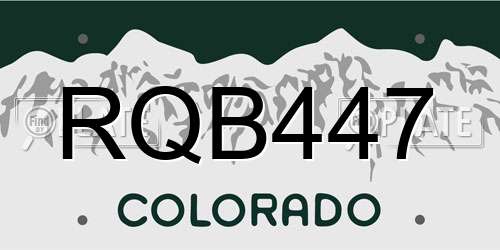 RQB447 Colorado License Plate