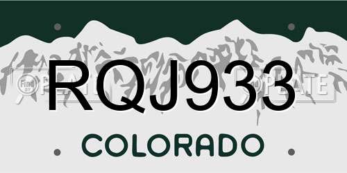 RQJ933 Colorado License Plate
