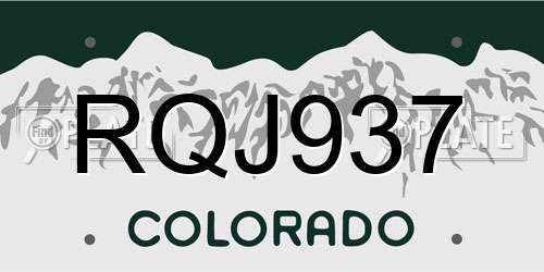 RQJ937 Colorado License Plate