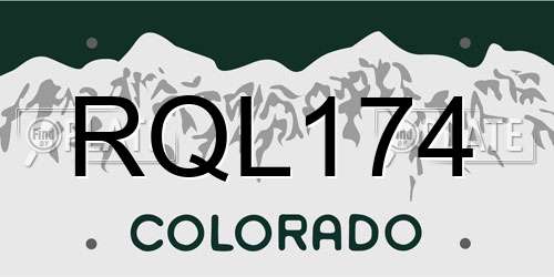 RQL174 Colorado License Plate