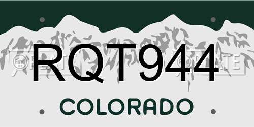 RQT944 Colorado License Plate