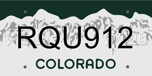 RQU912 Colorado License Plate