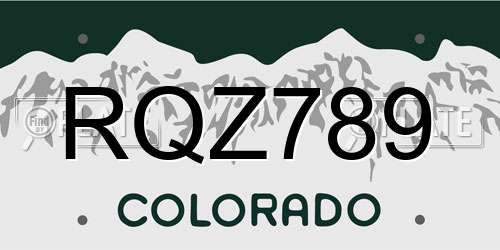 RQZ789 Colorado License Plate