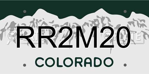 RR2M20 Colorado License Plate