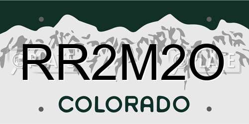RR2M2O Colorado License Plate
