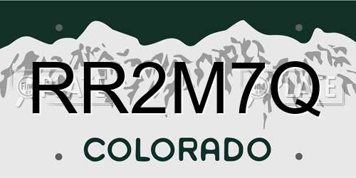 RR2M7Q Colorado License Plate