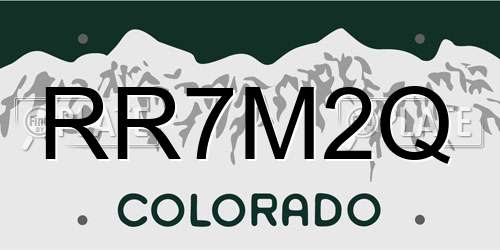 RR7M2Q Colorado License Plate