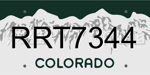 RRT7344 Colorado License Plate