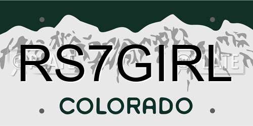 RS7GIRL Colorado License Plate