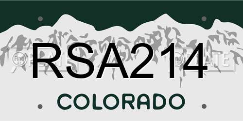 RSA214 Colorado License Plate