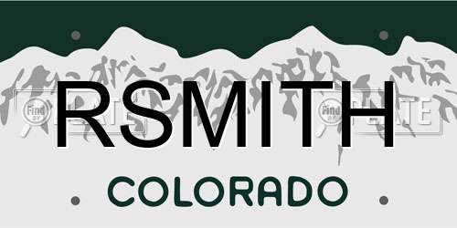 RSMITH Colorado License Plate
