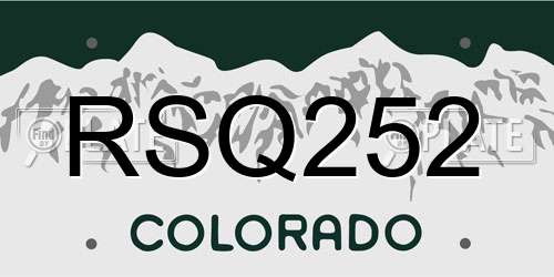 RSQ252 Colorado License Plate