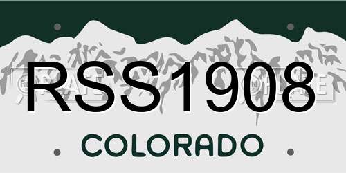 RSS1908 Colorado License Plate