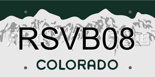 RSVB08 Colorado License Plate