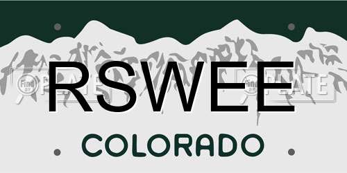 RSWEE Colorado License Plate