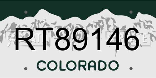 RT89146 Colorado License Plate