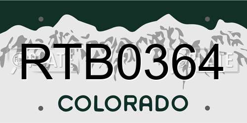 RTB0364 Colorado License Plate