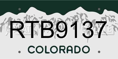 RTB9137 Colorado License Plate