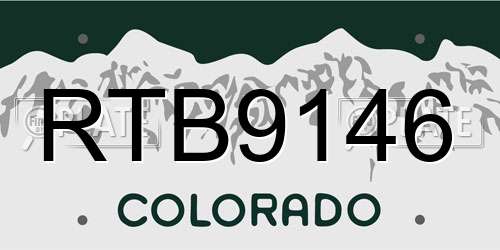 RTB9146 Colorado License Plate