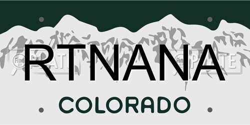 RTNANA Colorado License Plate