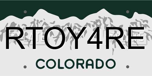 RTOY4RE Colorado License Plate
