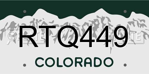 RTQ449 Colorado License Plate
