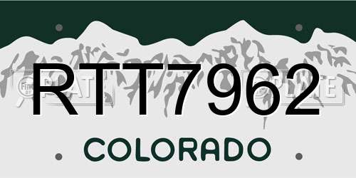 RTT7962 Colorado License Plate