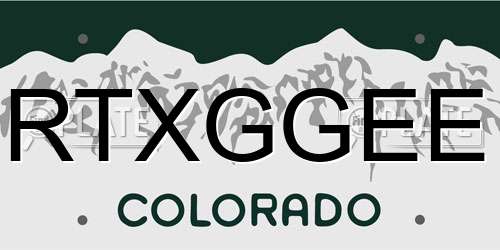 RTXGGEE Colorado License Plate