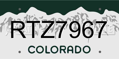 RTZ7967 Colorado License Plate