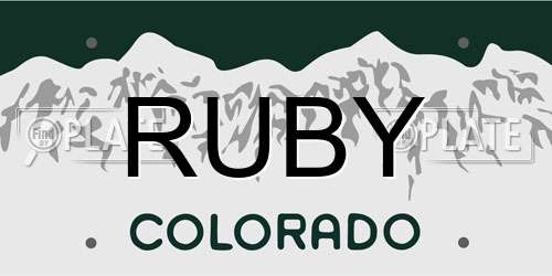 RUBY Colorado License Plate