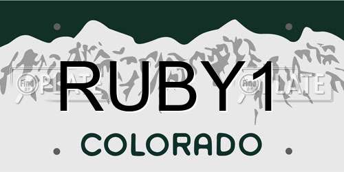 RUBY1 Colorado License Plate