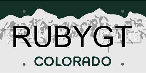 RUBYGT Colorado License Plate