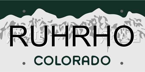 RUHRHO Colorado License Plate