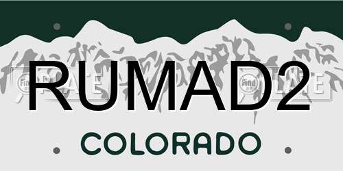 RUMAD2 Colorado License Plate