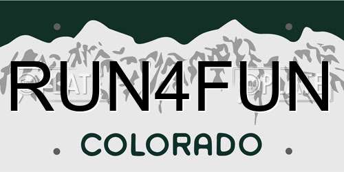 RUN4FUN Colorado License Plate