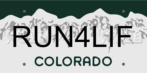 RUN4LIF Colorado License Plate