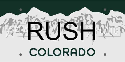 RUSH Colorado License Plate