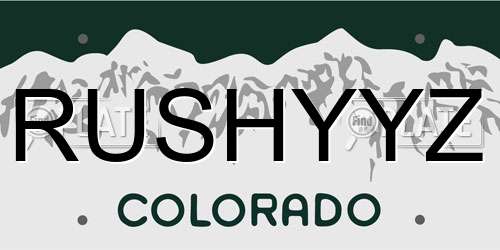 RUSHYYZ Colorado License Plate
